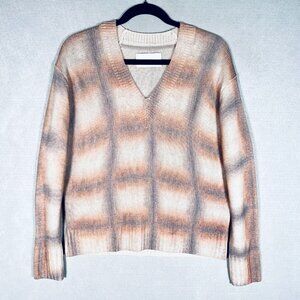 Brochu Walker Sweater Womens S Beige Wool Cashmere Pullover Check Slouchy
